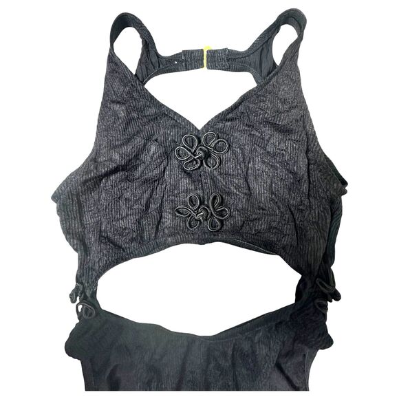 Jantzen Vintage 90s One Piece Monokini Bathing Suit Black Embellished Size 10 - Picture 6 of 6